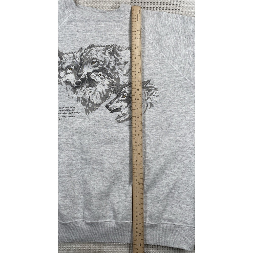 Vintage Wolf Pack Wolves Sweatshirt Crewneck Light Gray Size XXL - Picture 4 of 6